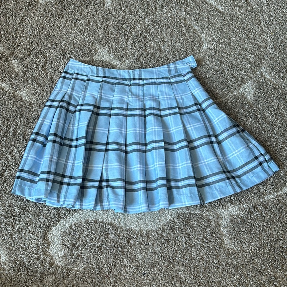 Streetwear Society Blue Plaid Pleated Skirt